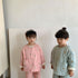 Autumn and winter children's pajamas three-layer cotton padded suit plus velvet thickened household clothing